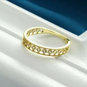 NEW 18K Gold Mesh Diamond‎ Adjustable Band Ring